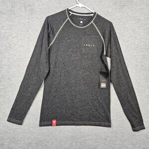 TESLA Size S Men's Baseball Long Sleeve Charcoal Tee NEW